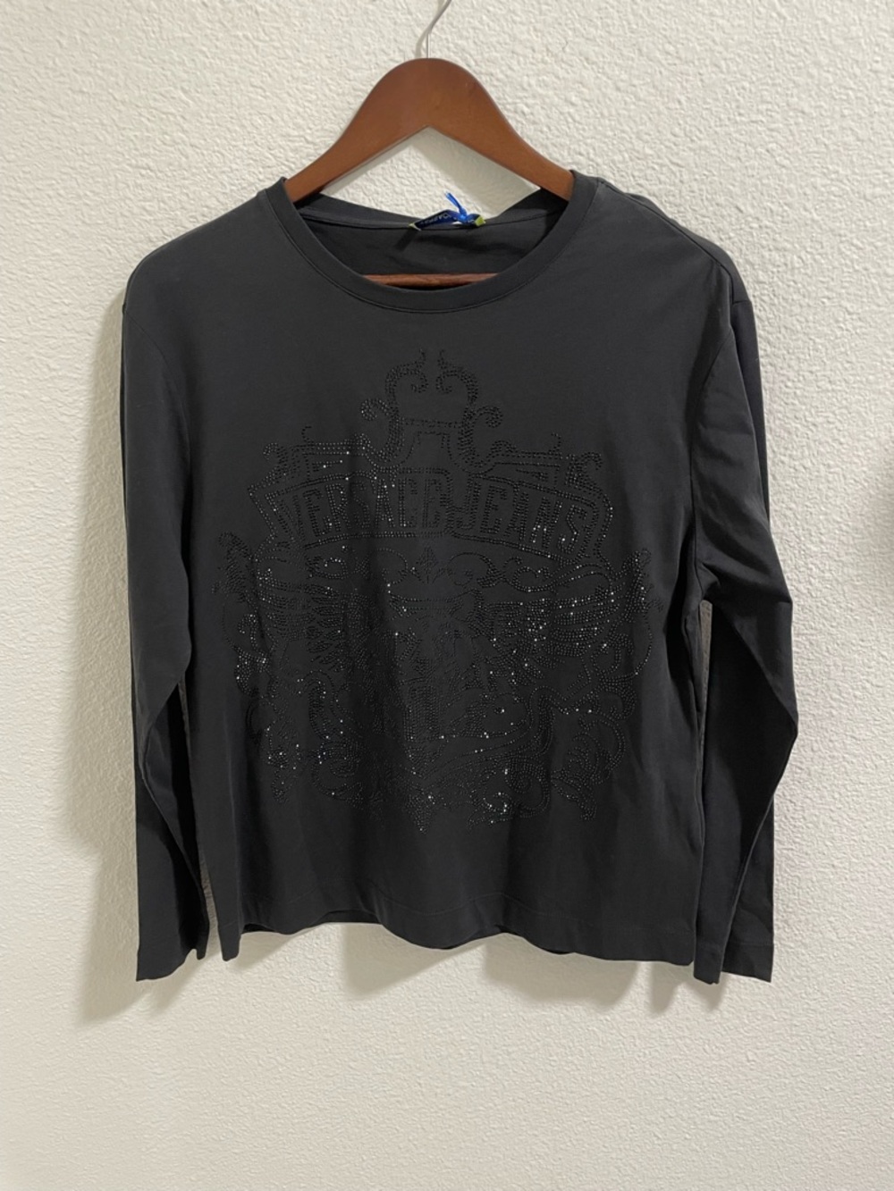 Versace Jeans Black Long Sleeve Tee with embellishments NWT